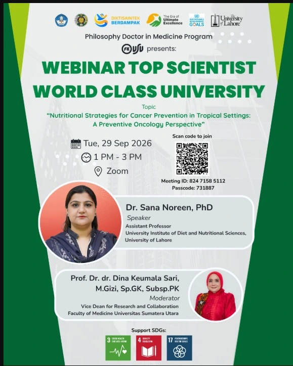 Webinar FK USU Hadirkan Pakar Internasional Bahas Nutritional Strategies for Cancer Prevention